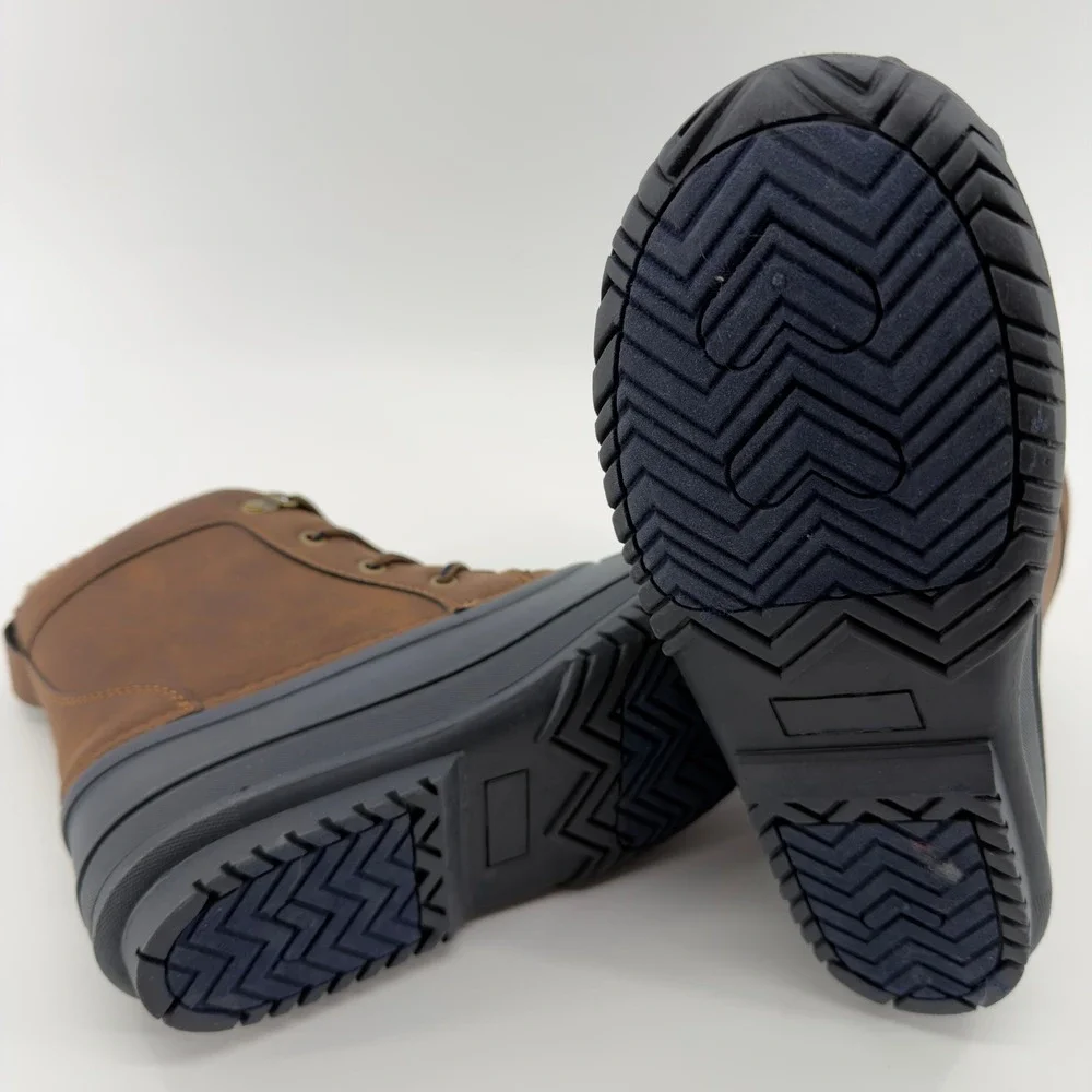 NEW Lands End Wynn Youth Duck Boots‎ Brown Navy Blue Insulated Size 5M